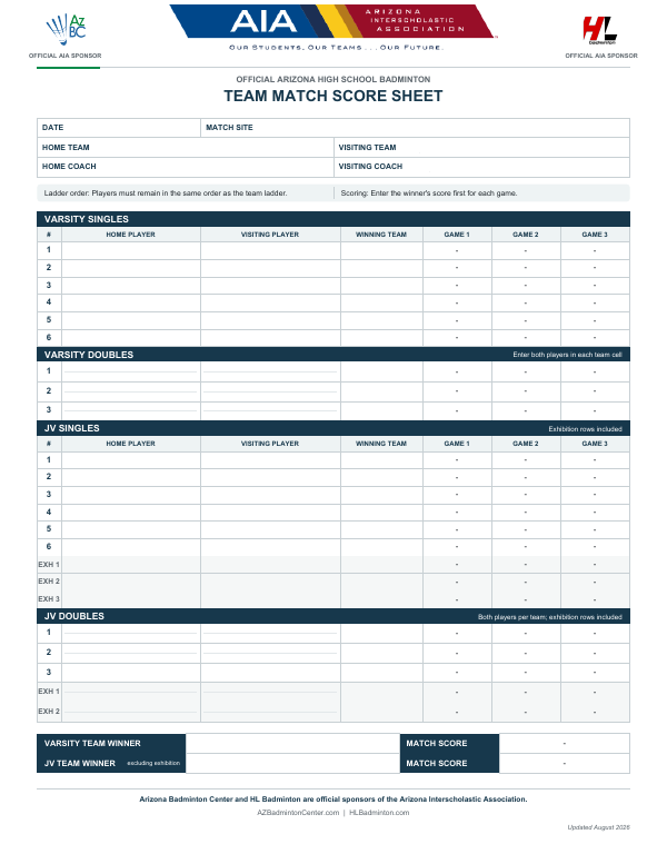 AIA Match Score Sheet document preview